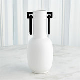 Grecian Handled Vase-Matte White-مزهرية بمقبض إغريقي-أبيض غير لامع