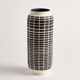 Graphic Grid Cylinder Vase-Black/White