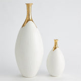 Dipped Golden Crackle/White Slender Vase- Large-فازه سكري مع ذهبي