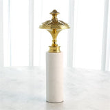 Newel Cap Sculpture-Brass/White Marble- Large-نحت -نحاس/رخام أبيض- كبير