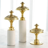 Newel Cap Sculpture-Brass/White Marble- Large-نحت -نحاس/رخام أبيض- كبير