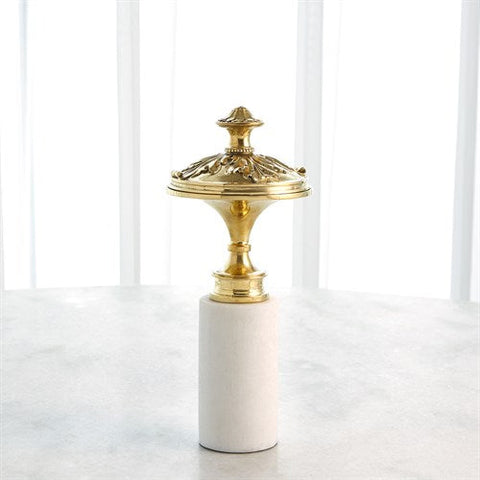 Newel Cap Sculpture-Brass/White Marble- Small-نحت -نحاس/رخام أبيض- صغير