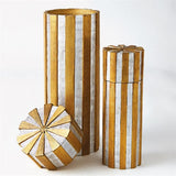 High Metal Vertical Stripe Box-Nickel/Brass- Large-صندوق معدني ذو شريط عمودي عالي - نيكل / نحاس - كبير