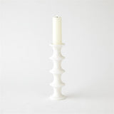 Ridge Alabaster Candlestick-White- Large-حامل شمعدان المرمر- أبيض - كبير