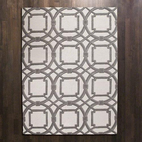 Arabesque Rug-Grey/Ivory-5' x 8'(بساط مطرز بلون رمادي وعاجي 5 × 8 ')