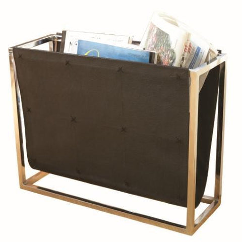 Magazine Caddy-Black Leather(حامل كتب مكتبي - جلد أسود)