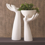 Palma Candle Holder-Matte White-Left(حامل الشمعة بالما - يسار - أبيض غير لامع)