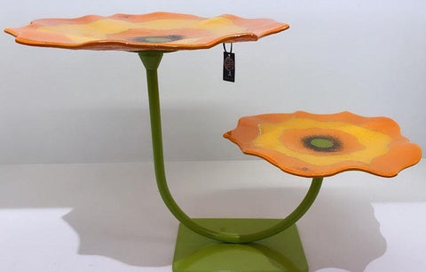 Poppy Plate Stand-Orange decorative(حامل الوردتين البرتقاليتين)