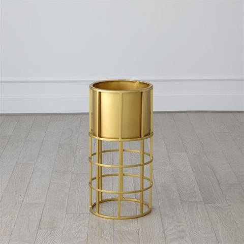 Ringed Planter-Brass-Sm