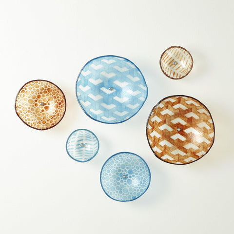 Set of 3 Fused Glass Wall Bowls-Amber(صحون زجاجية للحائط - ألعنبر)