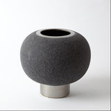 Silver Banded Sphere Vase-Black-Large(مزهرية سيلفير بانديد مستديرة - أسود -كبير)