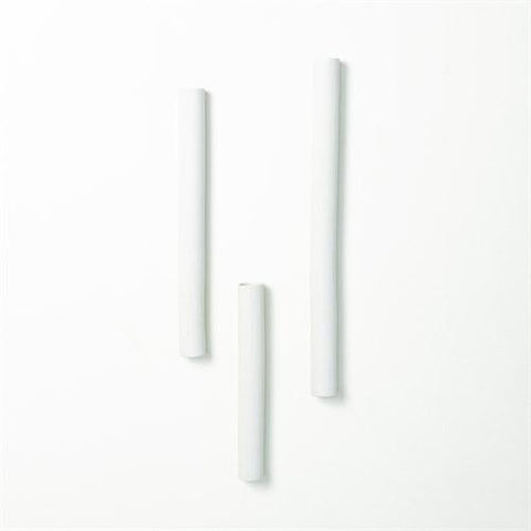 Striped Tube Wall Vase-Matte White-Medium(مزهرية حائط أنبوبية مخططة - ابيض غير لامع - وسط)