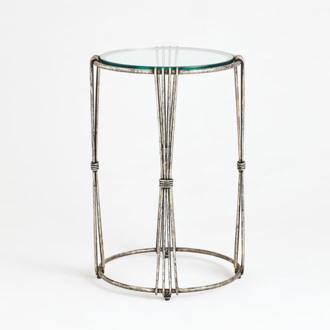 Tieback Accent Table-Antique Silver