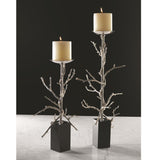 Twig Candle Holder-Nickel-Small candle holder(شمعدان على شكل فرع شجرة عمودي من النيكل - صغير)